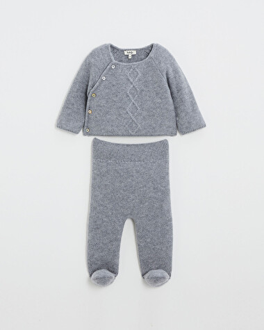 Ensemble en laine m&eacute;rinos Coloris Gris  Natalys