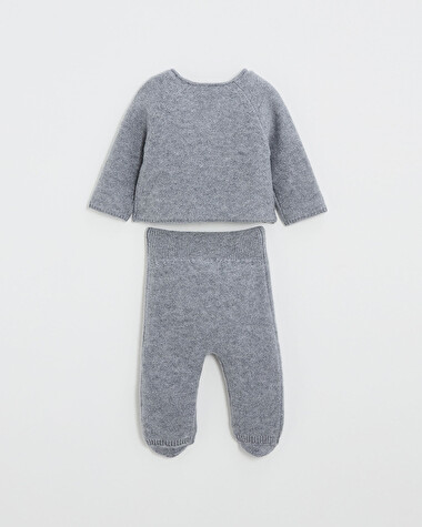 Ensemble en laine m&eacute;rinos Coloris Gris  Natalys