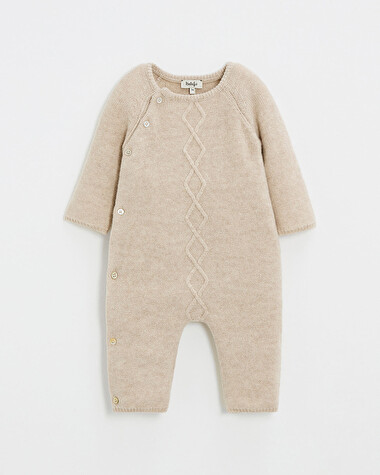 Combinaison longue sans pied en laine m&eacute;... Coloris Beige  Natalys