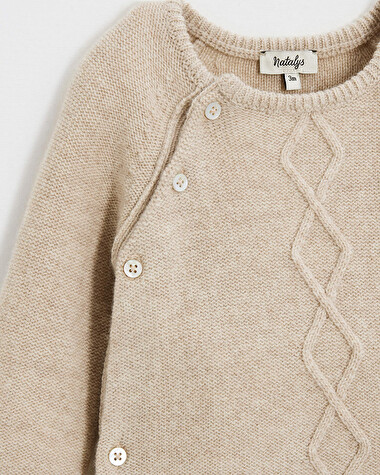 Combinaison longue sans pied en laine m&eacute;... Coloris Beige  Natalys