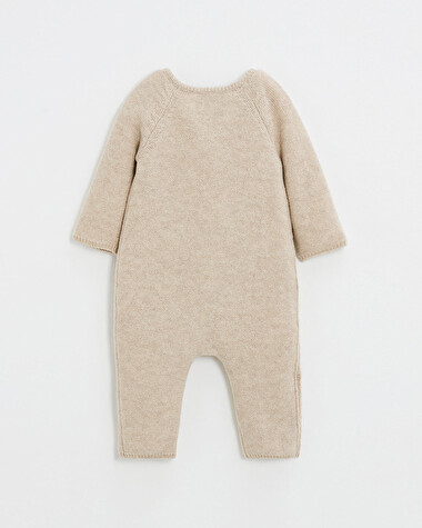 Combinaison longue sans pied en laine m&eacute;... Coloris Beige  Natalys