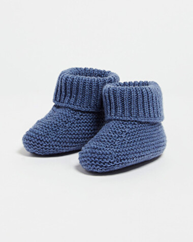 Chaussons en laine m&eacute;rinos Coloris Bleu  Natalys