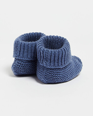 Chaussons en laine m&eacute;rinos Coloris Bleu  Natalys