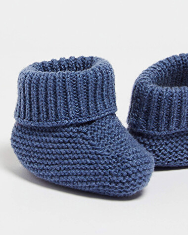 Chaussons en laine m&eacute;rinos Coloris Bleu  Natalys