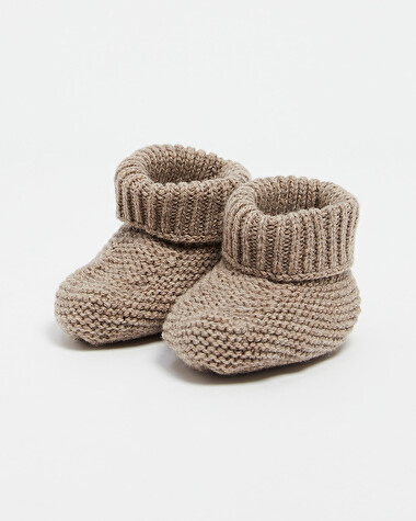 Chaussons en laine m&eacute;rinos Coloris Marron  Natalys