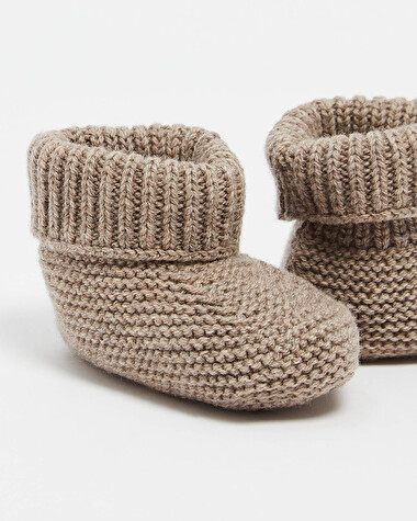 Chaussons en laine m&eacute;rinos Coloris Marron  Natalys
