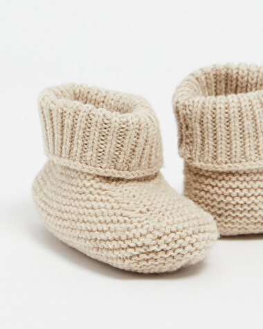 Chaussons en laine m&eacute;rinos Coloris Beige  Natalys
