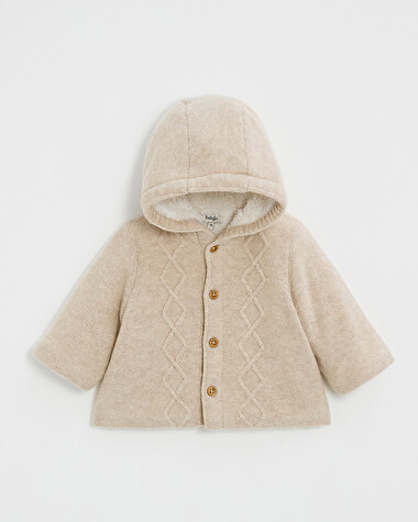 Veste &agrave; capuche en laine m&eacute;rinos Coloris Beige  Natalys