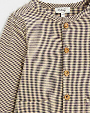 Chemise en vichy Coloris gris anthracite chin&eacute;/beige  Natalys