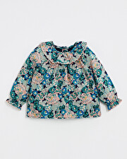 Blouse en popeline imprim&eacute; Imprim&eacute; grosses fleurs  Natalys