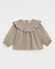 Blouse en vichy Coloris gris anthracite chin&eacute;/beige  Natalys