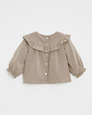 Blouse en vichy Coloris gris anthracite chin&eacute;/beige  Natalys