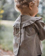 Blouse en vichy Coloris gris anthracite chin&eacute;/beige  Natalys