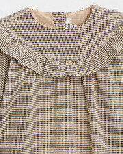 Blouse en vichy Coloris gris anthracite chin&eacute;/beige  Natalys