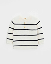 Pull en tricot ray&eacute; Coloris &eacute;cru  Natalys