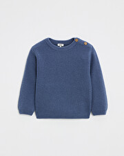 Pull en tricot fantaisie Coloris bleu nocturne Natalys