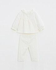 Pyjama deux pi&egrave;ces en velours smock&eacute; Coloris &eacute;cru  Natalys