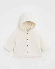 Veste à capuche en laine mérinos Coloris Ecru Natalys