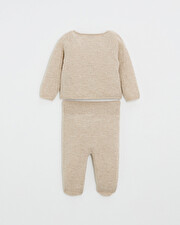 Ensemble brodé en laine mérinos Coloris Beige Natalys