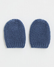 Moufles nouveau-n&eacute; en laine m&eacute;rinos Coloris Bleu  Natalys