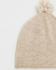 Bonnet &agrave; pompon en laine m&eacute;rinos Coloris Beige  Natalys