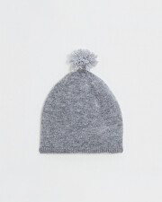 Bonnet à pompon en laine mérinos Coloris Gris Natalys