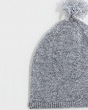 Bonnet à pompon en laine mérinos Coloris Gris Natalys