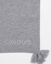 Couverture brodée en laine mérinos Coloris gris Natalys