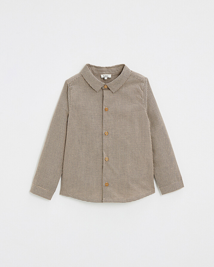 Chemise en vichy Coloris gris anthracite chin&eacute;/beige  Natalys
