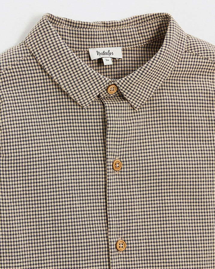 Chemise en vichy Coloris gris anthracite chin&eacute;/beige  Natalys