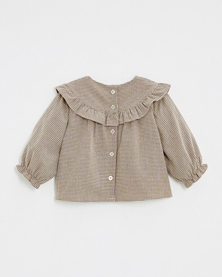 Blouse en vichy Coloris gris anthracite chin&eacute;/beige  Natalys