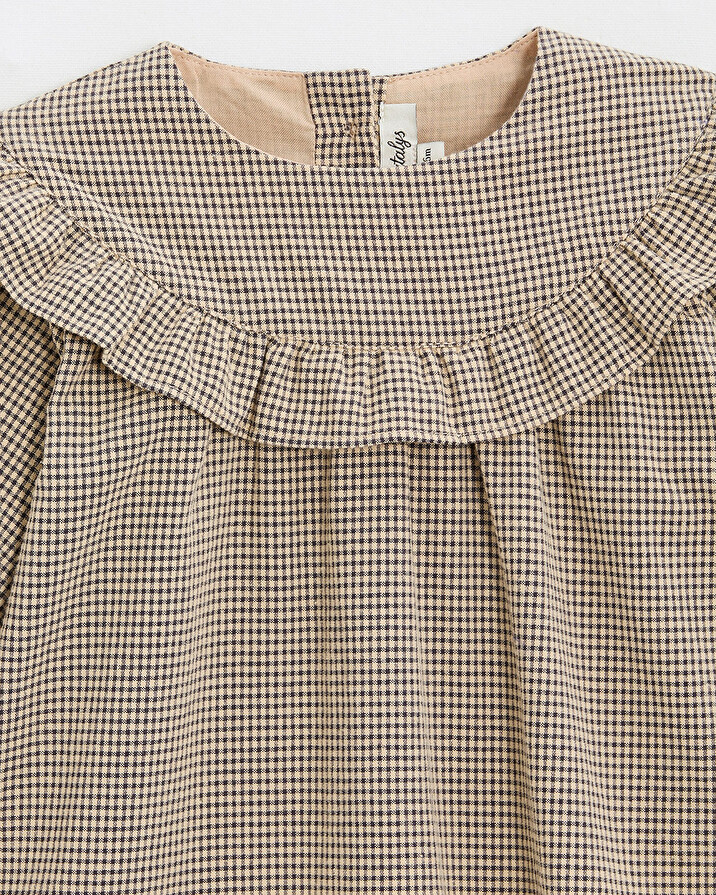 Blouse en vichy Coloris gris anthracite chin&eacute;/beige  Natalys