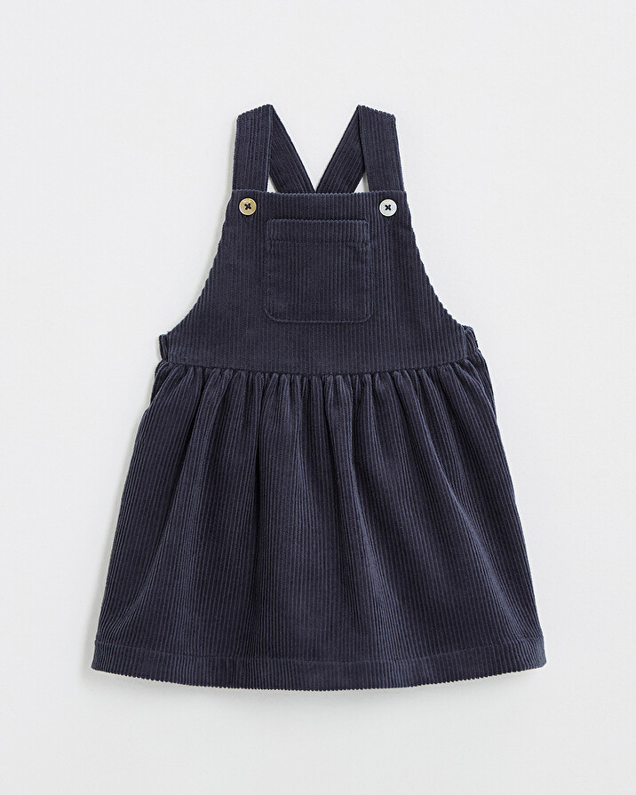 Robe salopette en velours Coloris bleu nocturne  Natalys