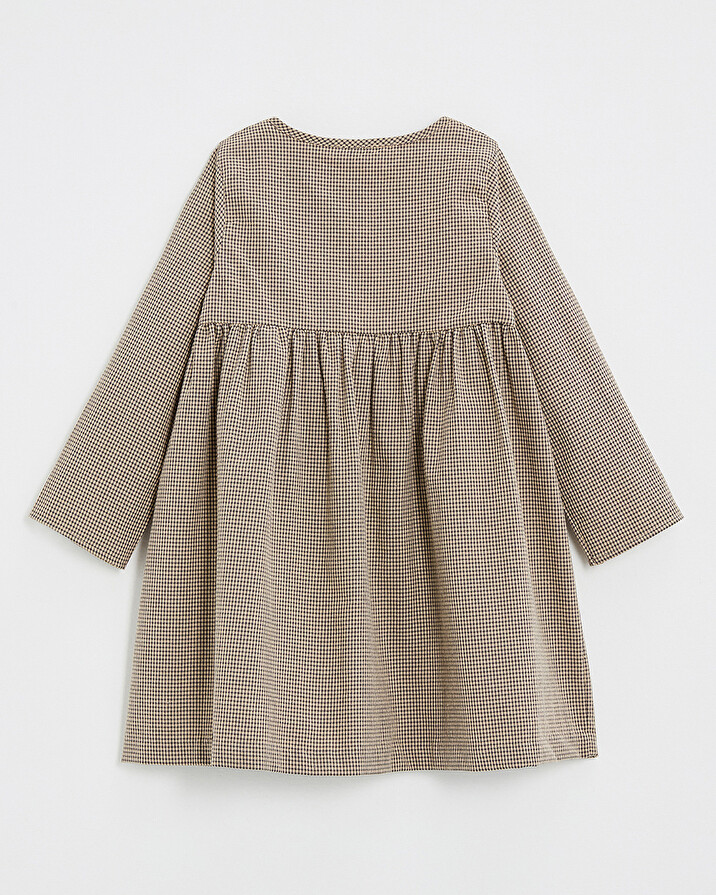 Robe manches longues en vichy Coloris gris anthracite chiné/beige Natalys