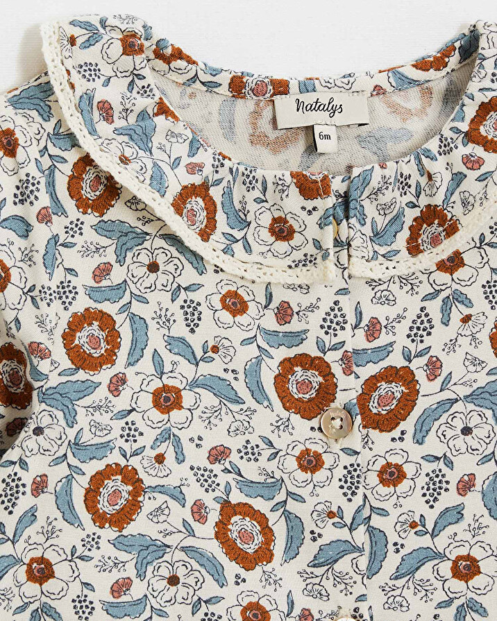 Pyjama une pi&egrave;ce en imprim&eacute; Imprim&eacute; fleurs folk  Natalys