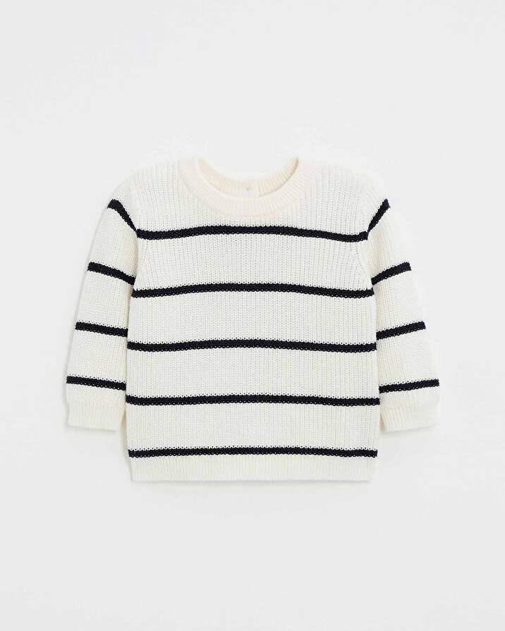 Pull en tricot ray&eacute; Coloris &eacute;cru  Natalys