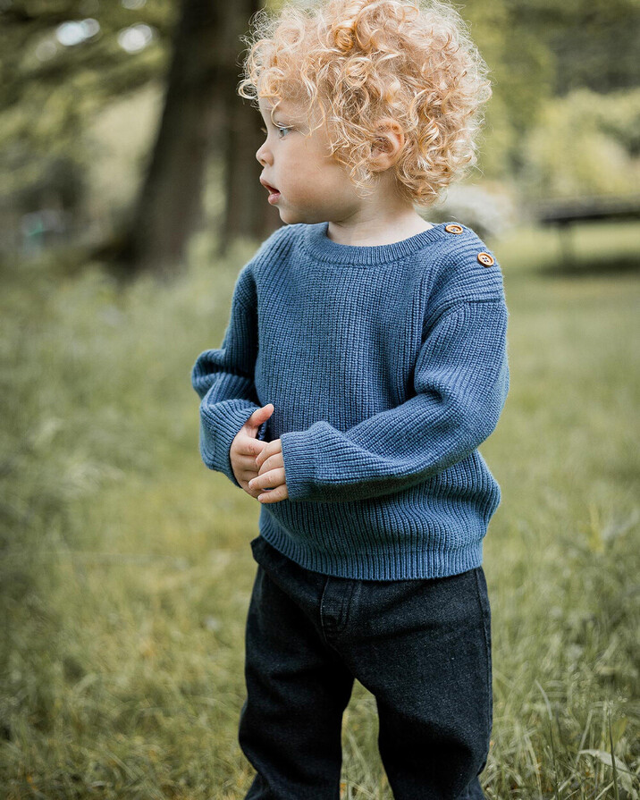 Pull en tricot fantaisie Coloris bleu nocturne  Natalys