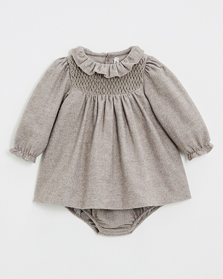 Robe manches longues flanelle Coloris beige  Natalys