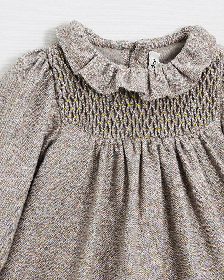 Robe manches longues flanelle Coloris beige  Natalys