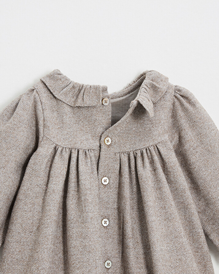 Robe manches longues flanelle Coloris beige  Natalys