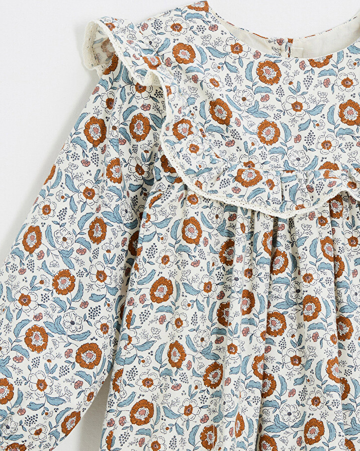 Robe manches longues imprim&eacute; Imprim&eacute; fleurs folk  Natalys