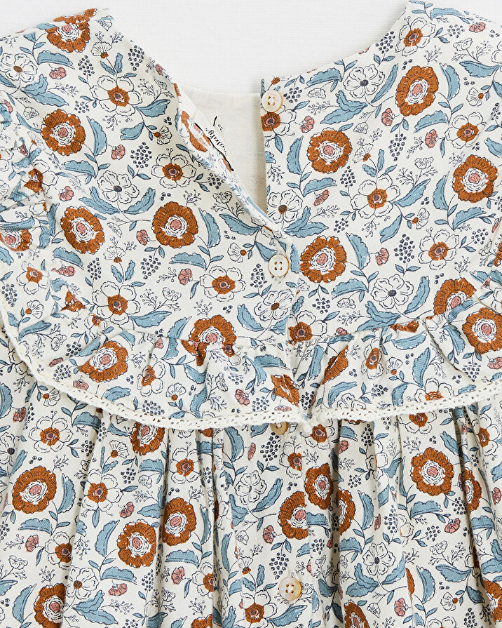 Robe manches longues imprim&eacute; Imprim&eacute; fleurs folk  Natalys