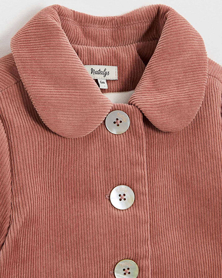 Manteau en velours c&ocirc;tel&eacute; Colors rose b&eacute;gonia  Natalys