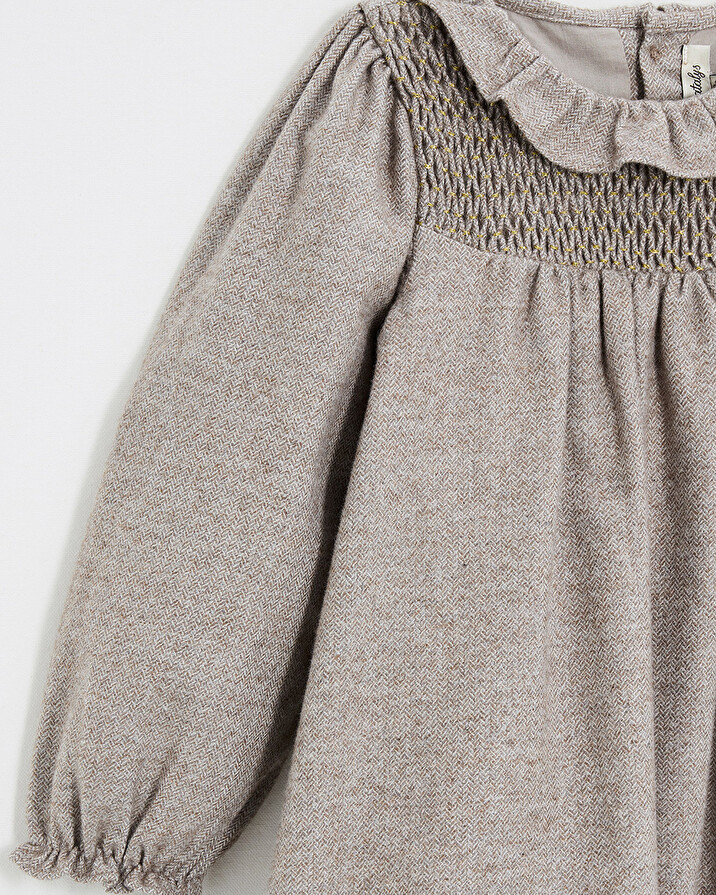 Robe manches longues flanelle Coloris beige  Natalys