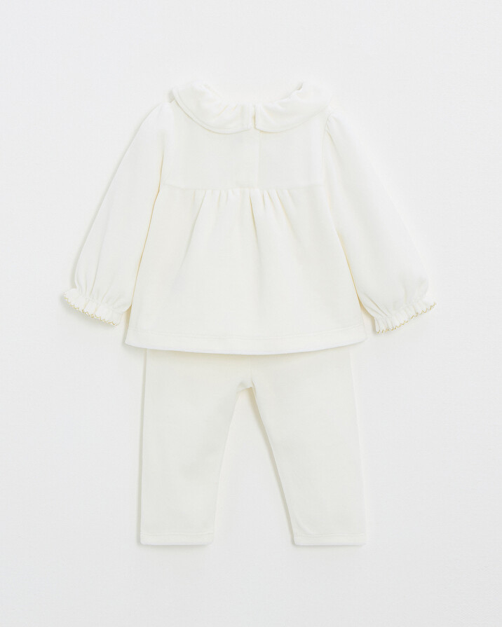 Pyjama deux pi&egrave;ces en velours smock&eacute; Coloris &eacute;cru  Natalys