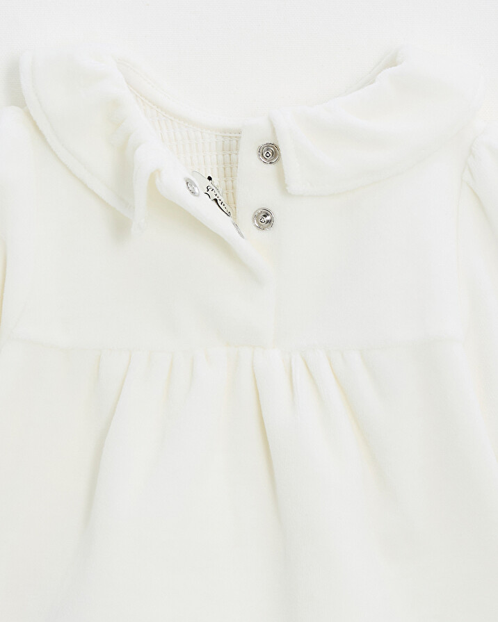 Pyjama deux pi&egrave;ces en velours smock&eacute; Coloris &eacute;cru  Natalys