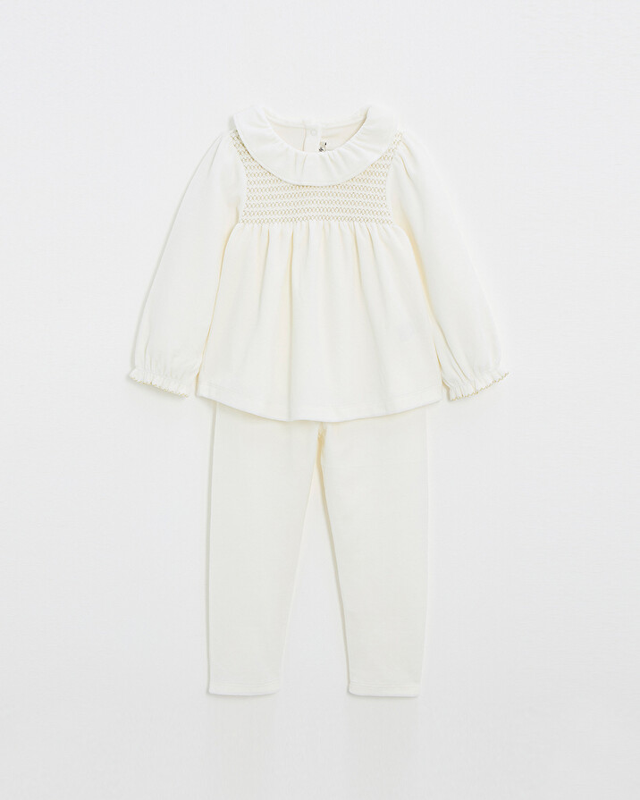 Pyjama deux pi&egrave;ces enfant en velours Coloris &eacute;cru  Natalys