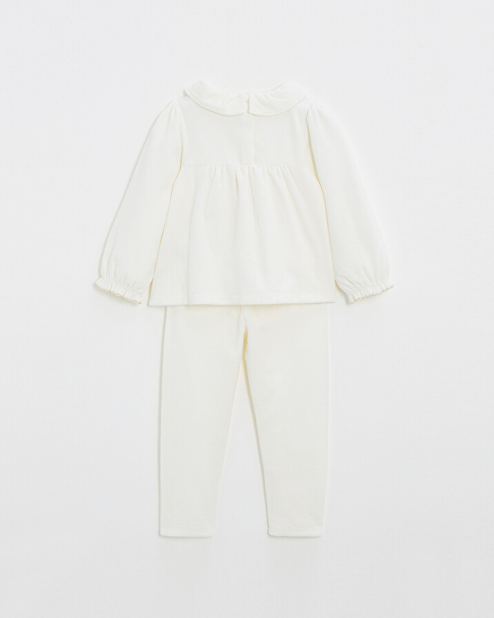 Pyjama deux pi&egrave;ces enfant en velours Coloris &eacute;cru  Natalys