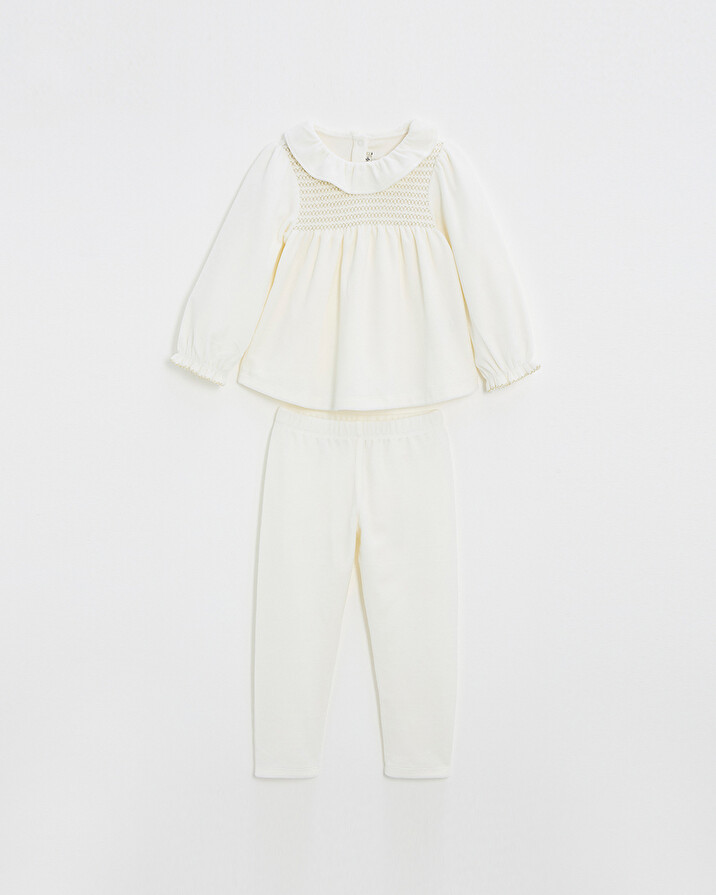 Pyjama deux pi&egrave;ces enfant en velours Coloris &eacute;cru  Natalys