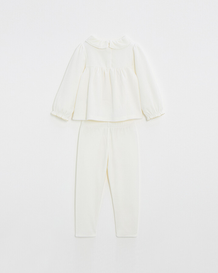 Pyjama deux pi&egrave;ces enfant en velours Coloris &eacute;cru  Natalys